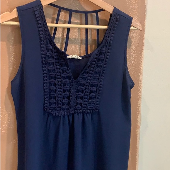 Pretty Blue Sleeveless Blouse with Embroidery - Picture 3 of 4